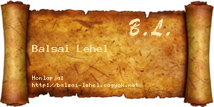 Balsai Lehel névjegykártya